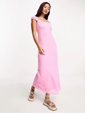 Abercrombie & Fitch Pink Ruffled Strap Dress